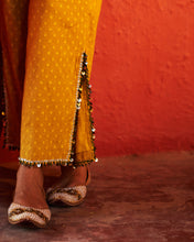 Load image into Gallery viewer, Mustard Peplum Top & Slit Pants