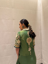 Load image into Gallery viewer, Green blazer with draped skirt