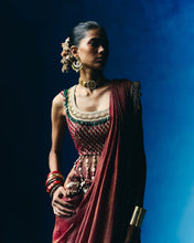 Load image into Gallery viewer, Red lovely blouse with stitched saree