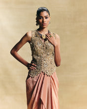 Load image into Gallery viewer, Peach waistcoat & draped skirt