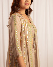 Load image into Gallery viewer, Taupe jacket anarkali + blouse + T pants