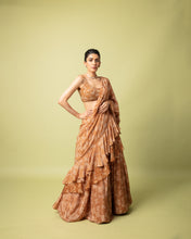 Load image into Gallery viewer, Brown Lehenga Sari Set