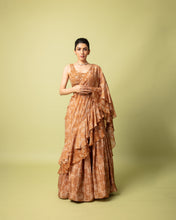 Load image into Gallery viewer, Brown Lehenga Sari Set