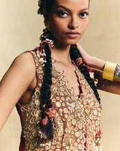 Load image into Gallery viewer, Red waistcoat & draped skirt