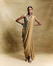 Load image into Gallery viewer, Gold stitched saree set