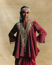 Load image into Gallery viewer, Red peplum & draped skirt