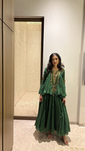 Load image into Gallery viewer, Green Peplum & Cropped Skirt