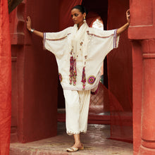 Load image into Gallery viewer, Ivory Short Kaftan Kurta, Salwar & Scarf