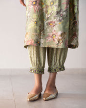 Load image into Gallery viewer, Green printed Kaftan Kurta & Pants