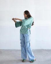 Load image into Gallery viewer, Teal Side Cut-Out Shirt