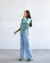 Load image into Gallery viewer, Teal Side Cut-Out Shirt