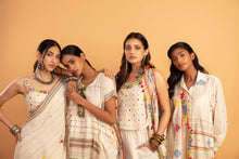 Load image into Gallery viewer, Beige draped saree - (with sleeveless blouse)