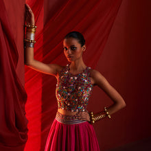Load image into Gallery viewer, Pink Crop top & Lehenga