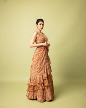 Load image into Gallery viewer, Brown Lehenga Sari Set