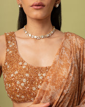 Load image into Gallery viewer, Brown Lehenga Sari Set