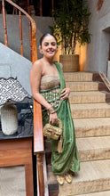 Load image into Gallery viewer, Gold bustier saree set
