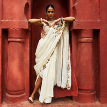 Load image into Gallery viewer, Ivory Pre Draped Saree Set