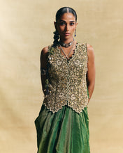 Load image into Gallery viewer, Green waistcoat & draped skirt
