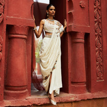 Load image into Gallery viewer, Ivory Pre Draped Saree Set