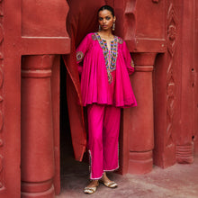 Load image into Gallery viewer, Pink Peplum Top & Slit Pants