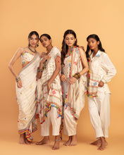 Load image into Gallery viewer, Beige draped saree - (with sleeveless blouse)