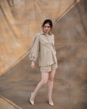 Load image into Gallery viewer, Taupe lace shirt + shorts