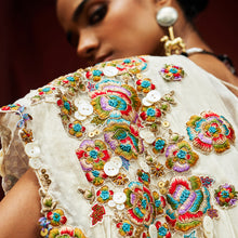 Load image into Gallery viewer, Ivory Pre Draped Saree Set