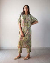 Load image into Gallery viewer, Green printed Kaftan Kurta & Pants
