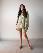 Load image into Gallery viewer, Green printed Shirt & Shorts