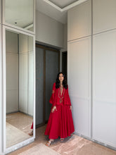 Load image into Gallery viewer, Red Peplum & Cropped Skirt