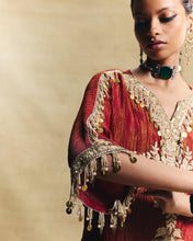 Load image into Gallery viewer, Red Short Kaftan Set