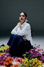 Load image into Gallery viewer, Ivory Appliqué Set With Denim Skirt