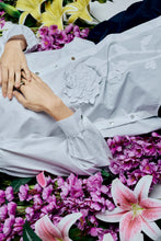 Load image into Gallery viewer, Ivory Appliqué Set With Denim Skirt