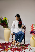 Load image into Gallery viewer, Ivory Appliqué Set With Denim Pants