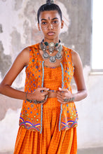 Load image into Gallery viewer, A-line jacket + bustier + cropped salwar - Rust