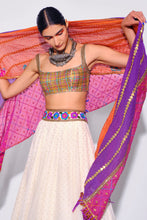 Load image into Gallery viewer, Ivory Lehenga + Blouse + Dupatta