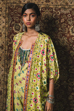 Load image into Gallery viewer, Green Open kaftan Kurta Cape set + Top + Pants