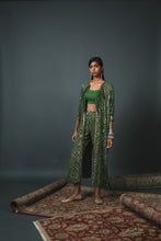 Load image into Gallery viewer, Green Bandhani kaftan kurta jacket + Blouse + Pants