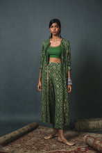 Load image into Gallery viewer, Green Bandhani kaftan kurta jacket + Blouse + Pants