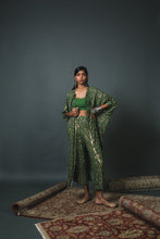 Load image into Gallery viewer, Green Bandhani kaftan kurta jacket + Blouse + Pants