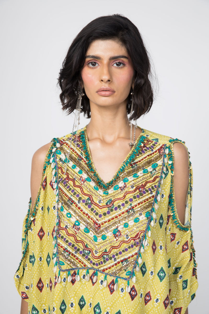 Lime Green Kaftan Top & Low Crotch Pants Sonam Luthria