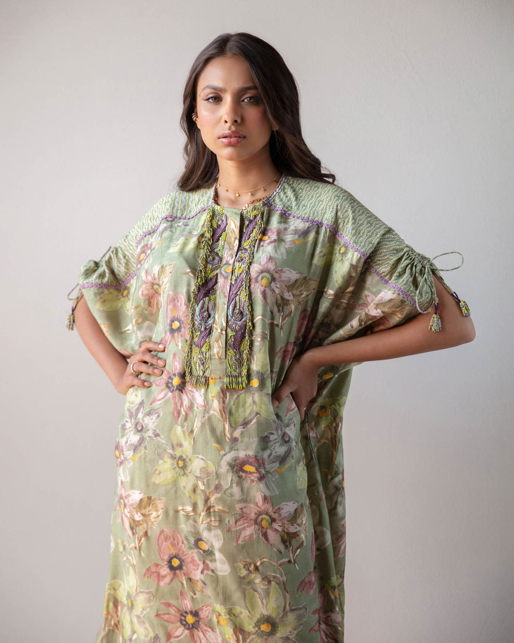 Green printed Kaftan Kurta & Pants