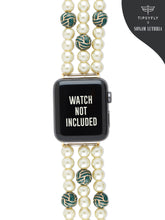 Load image into Gallery viewer, Pearl &amp; Green Bead Apple Watch Strap
