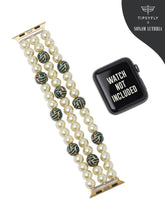 Load image into Gallery viewer, Pearl &amp; Green Bead Apple Watch Strap
