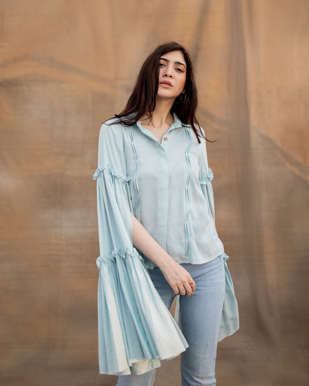 Angel sleeve shirt - Blue