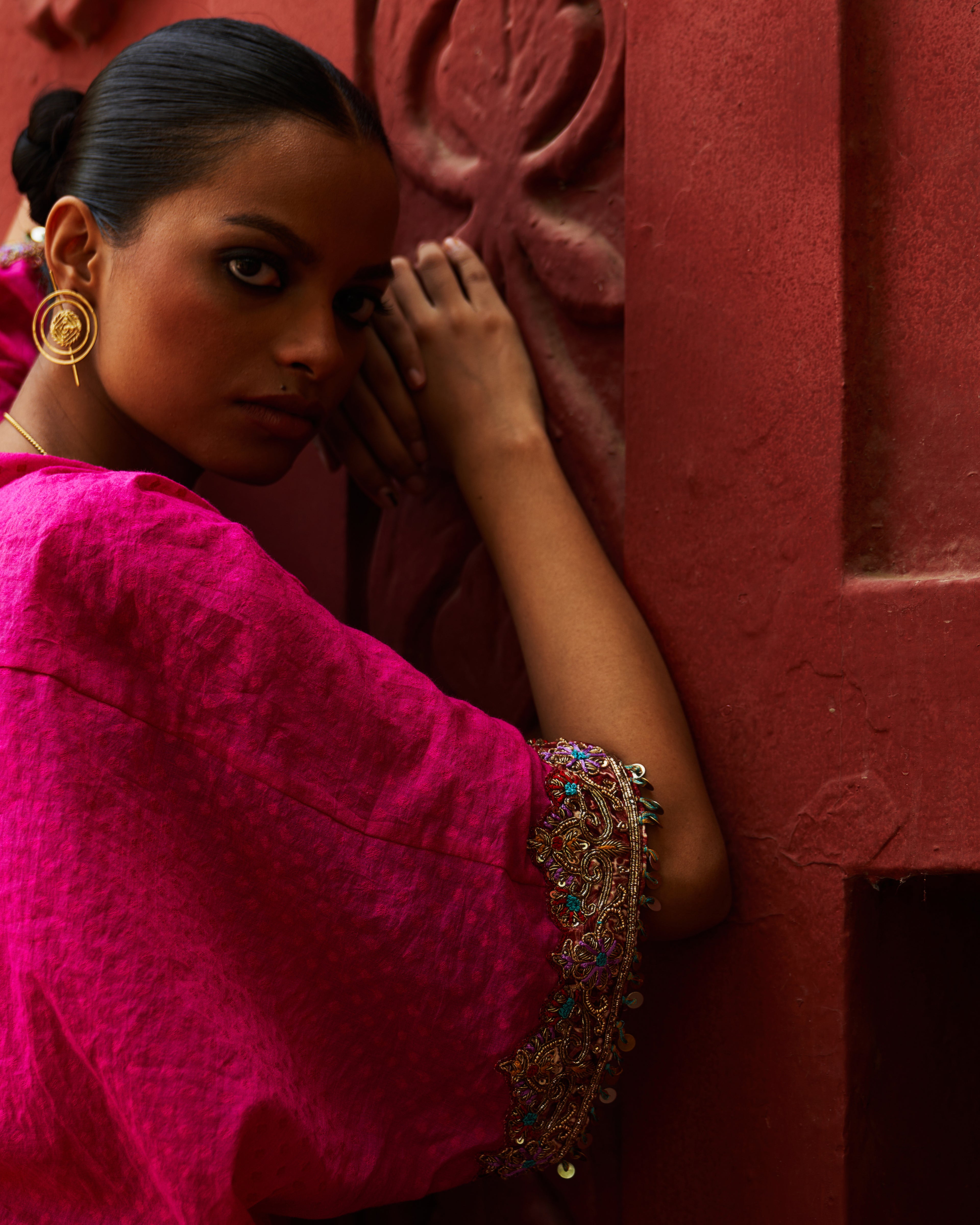 Pink Short Kaftan & Salwar