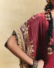 Load image into Gallery viewer, Red kaftan top &amp; draped skirt
