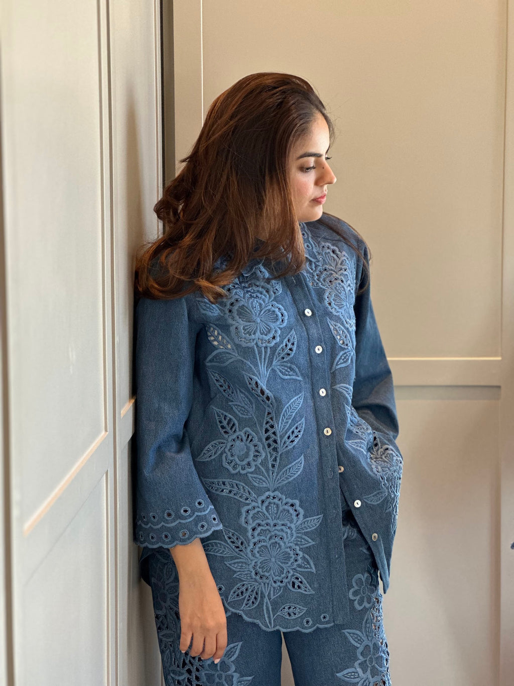 Blue floral shirt