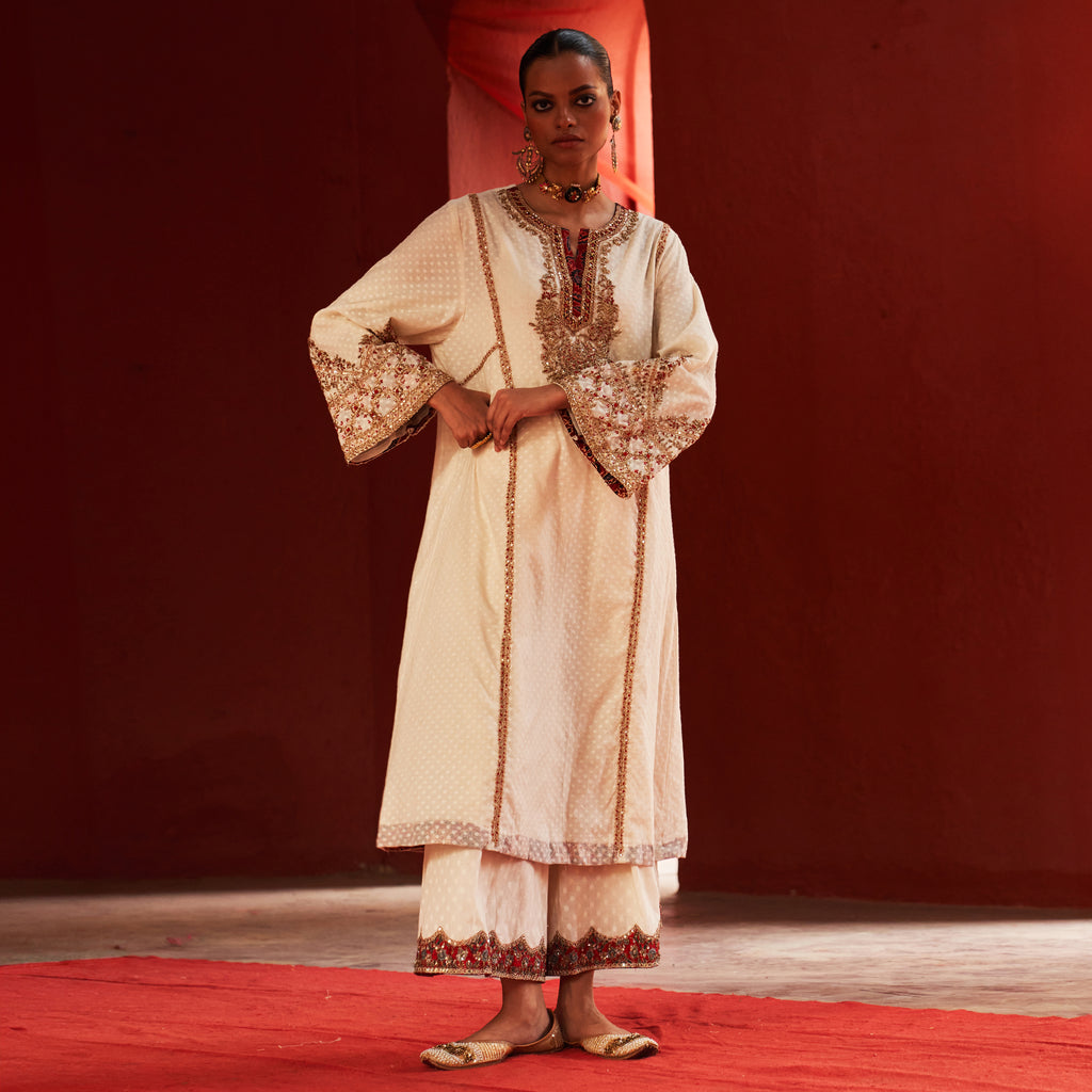 Ivory Anarkali & Pants