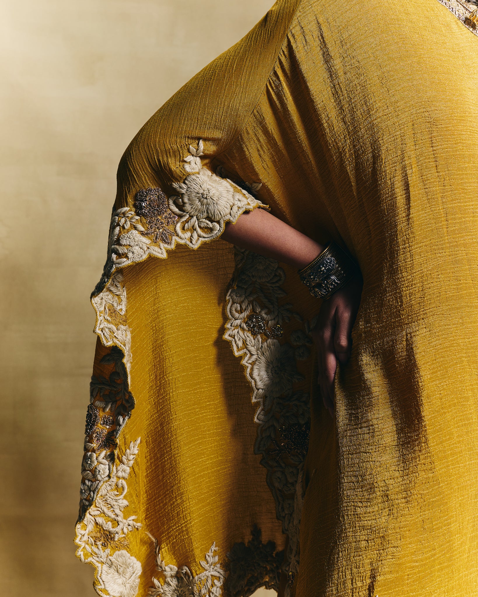 Mustard one shoulder top with farshi pants